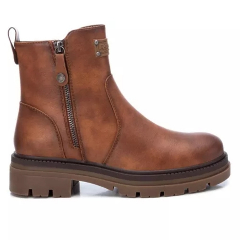 Women's Brown Booties, Vegan Leather - Picture 2 of 6